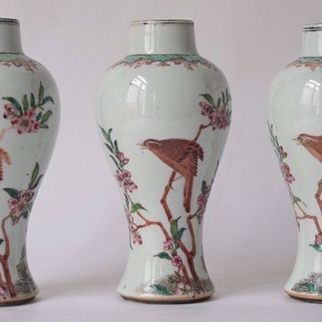 Picture of THREE PEAR-SHAPED LIDDED VASES