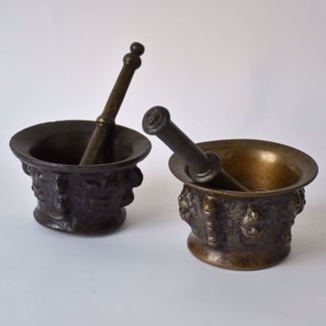 Picture of TWO BRONZE MORTARS WITH PESTLE