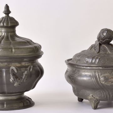Picture of TWO PEWTER LIDDED JUGS