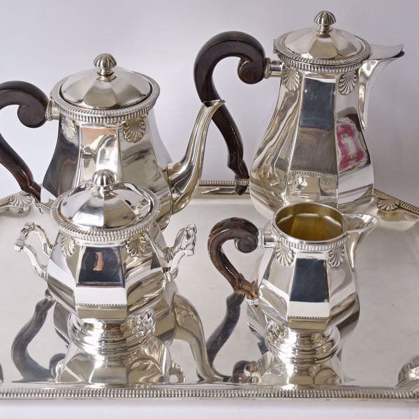 Picture of OCTAGONAL COFFEE AND TEA SET ON TRAY