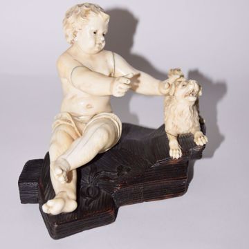 Picture of SEATED PUTTO WITH BARKING DOG