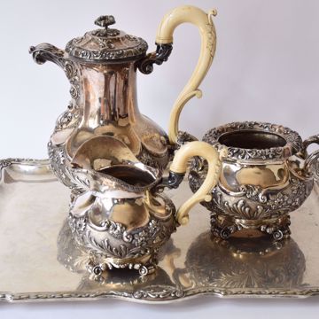 Picture of COFFEE, MILK AND SUGAR POT ON SERVING TRAY