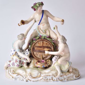 Image de BACCHUS SUR TONNEAU DE VIN AVEC DEUX DAMES