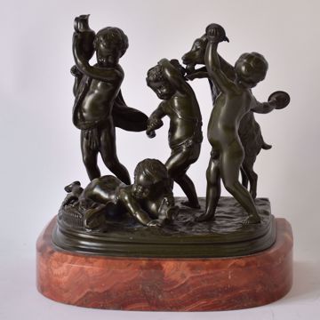 Afbeeldingen van VIER PUTTI MET GEITENBOK