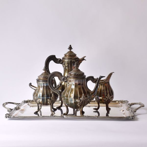Picture of COFFEE AND TEA SET ON RECTANGULAR TRAY